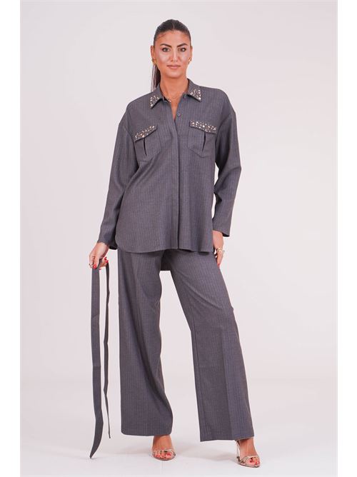 Camicia over con cintura Luckylu Milano | GI47PNGREY